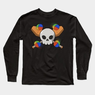 Juggling crew Jolly Roger pirate flag (no caption) Long Sleeve T-Shirt